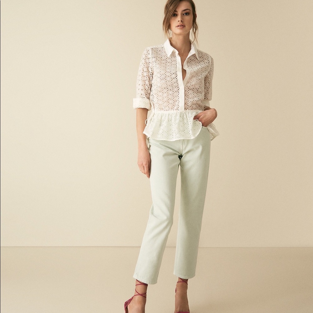 NWT Reiss Blake Aqua Mid Rise Cropped Jeans, size 28
